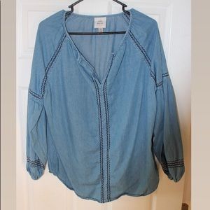 Flowy, denim BOHo shirt
